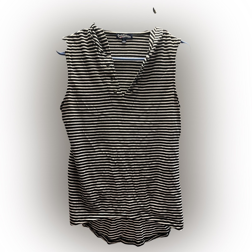 Freshman Black and White Striped Tank Top